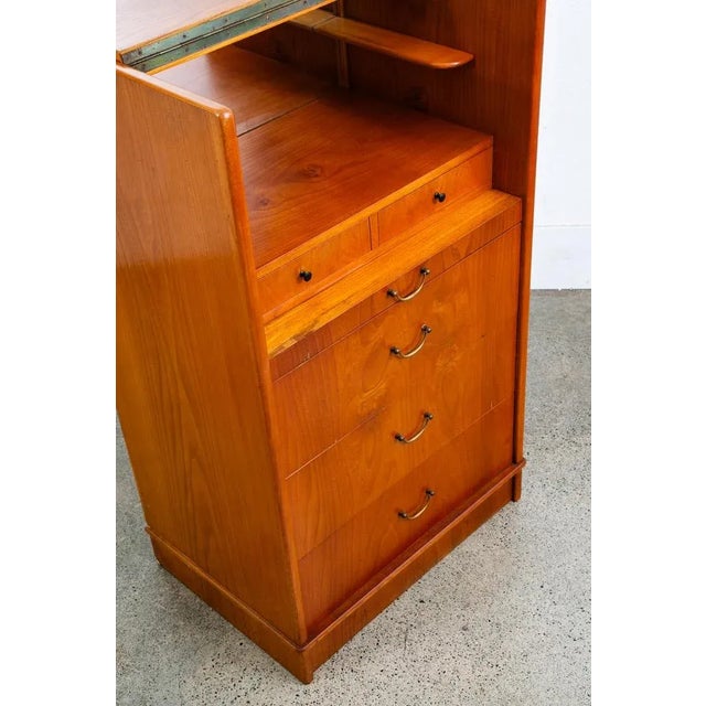 Wood 1960s Mid Century Danish Modern Desk Vanity Office Wood 5 Drawers Denmark Mirror MCM For Sale - Image 7 of 12