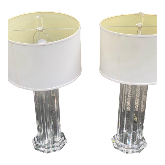 1970’s art deco Clair lucites table lamps For Sale