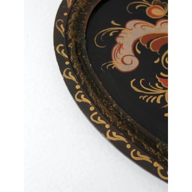 Vintage Hand Painted Rosmaling Wood Tray For Sale - Image 10 of 10