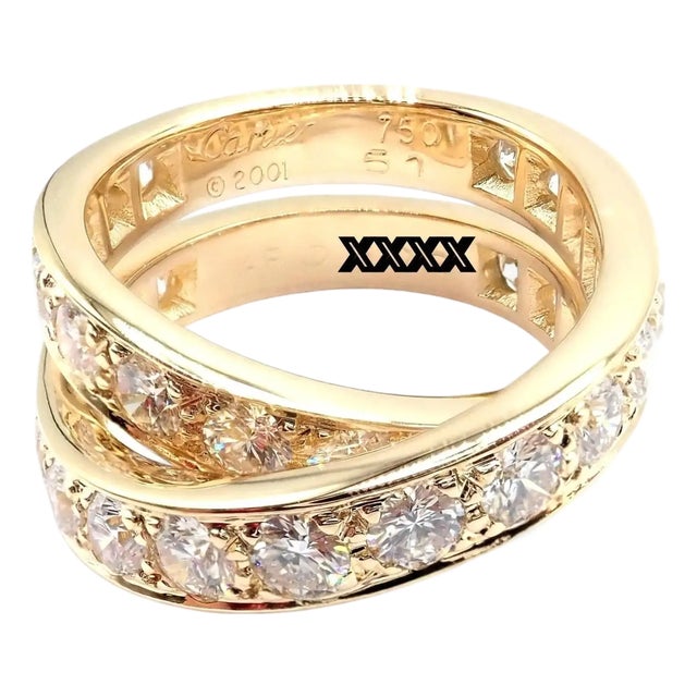 1990s Cartier Yellow Gold Nouvelle Vague Diamond Band, Size 5.75 For Sale