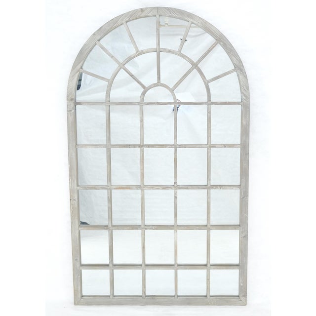 Arts & Crafts Country Style Large Dome Shape 47x79" Wall Mirror Distressed Finish Wood For Sale - Image 3 of 11