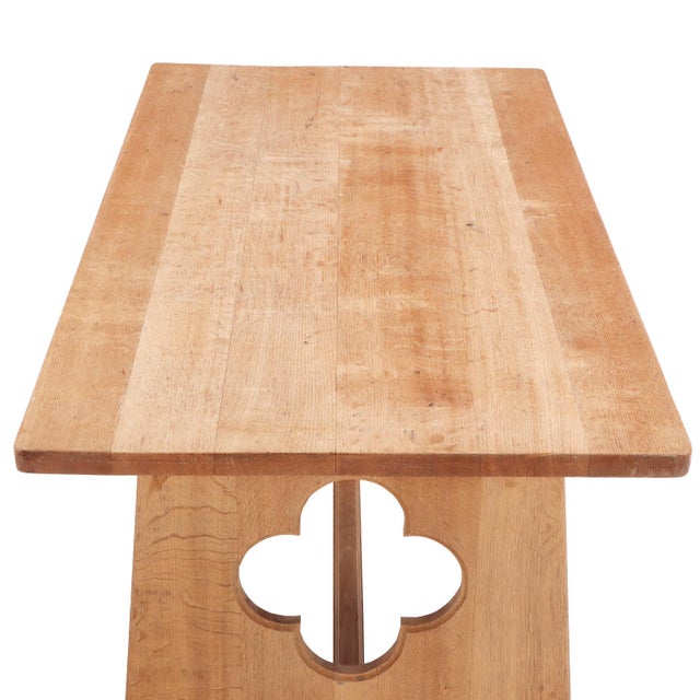 1940s A French Gothic Style Solid Oak Dining Table, C. 1940. For Sale - Image 5 of 5