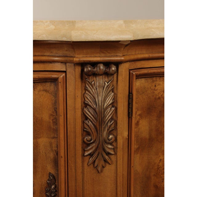 Wood Henredon Burl Wood Marble Top Sideboard Buffet Cabinet For Sale - Image 7 of 12