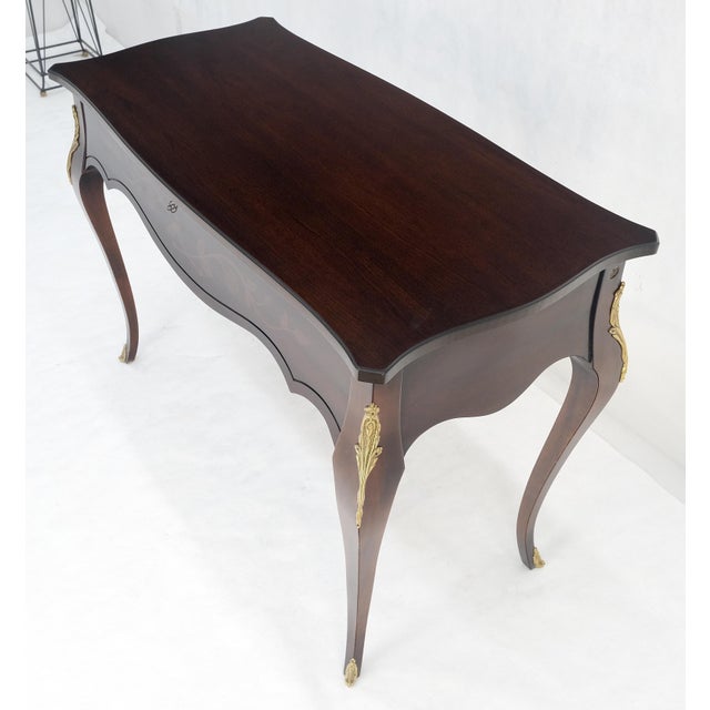 French Provincial Mahogany Country French Bronze Mount 1 Drawer Console Hall Entry Table For Sale - Image 3 of 12