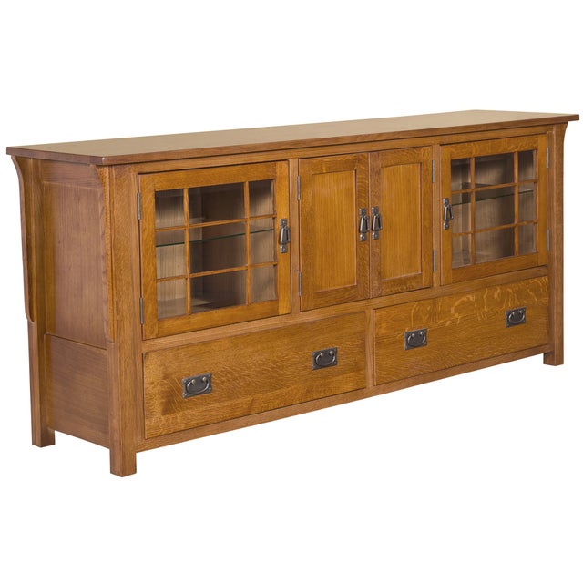 Arts & Crafts Crafters and Weavers Mission Quarter Sawn Oak Tv Stand - Michael's Cherry For Sale - Image 3 of 10