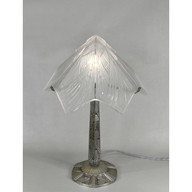 1920s 1930s Large French Art Deco Table Lamp by Hettier & Vincent France For Sale - Image 5 of 12