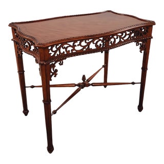 Ethan Allen Chippendale Style Carved Mahagony Side Table For Sale