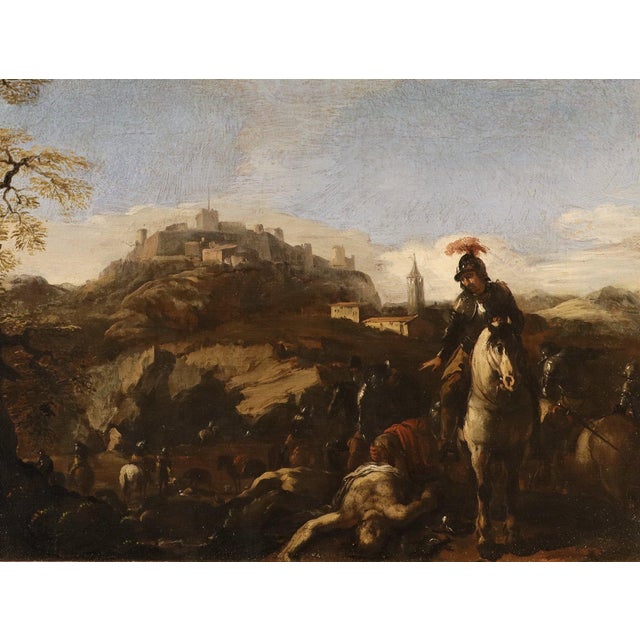 Michelangelo Cerquozzi (Rome 1602 - 1660) circle Battle Scene Oil on canvas 38 x 48 cm. Framed 55 x 66 cm. The...