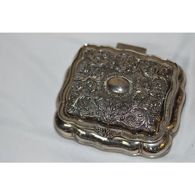 Silver Victorian Silver Plated Velvet Lined Jewelry Box For Sale - Image 8 of 13