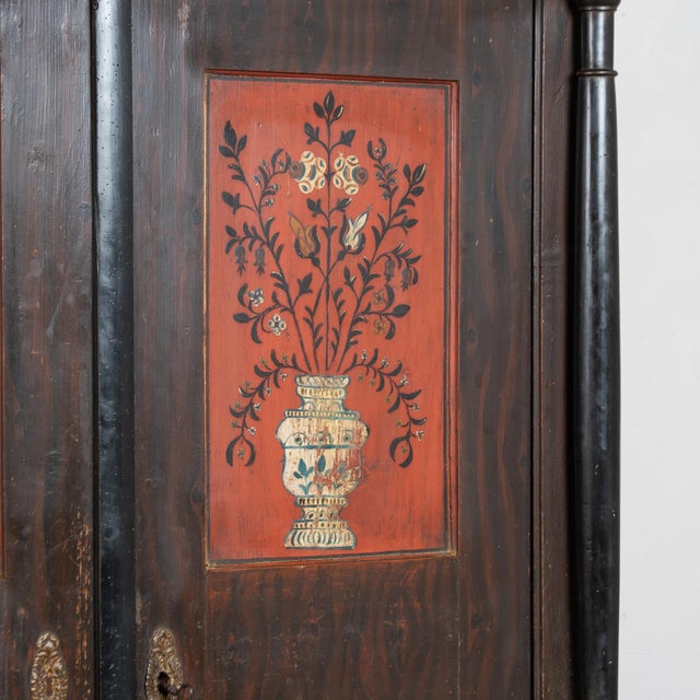 19th-Century Hungarian Hand-Painted Pine Armoire Dated 1868 For Sale - Image 9 of 14