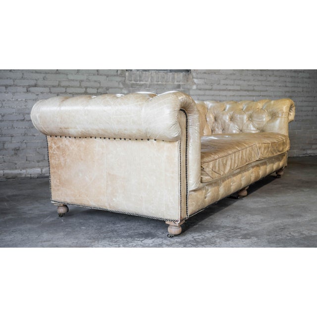 Restoration Hardware Tan Leather Kensington Luxe Sofa For Sale - Image 12 of 18
