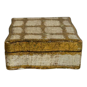 19th Century White and Gold Lattice Florentine Box