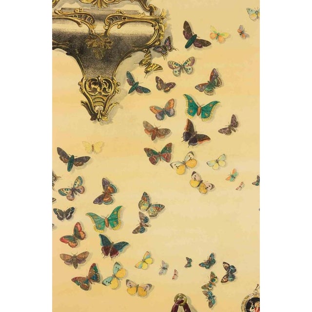 Vintage Panel, 1950s. Screen print on wood. Brass frame. Covered with glass. Most probably a unique specimen, realized in...