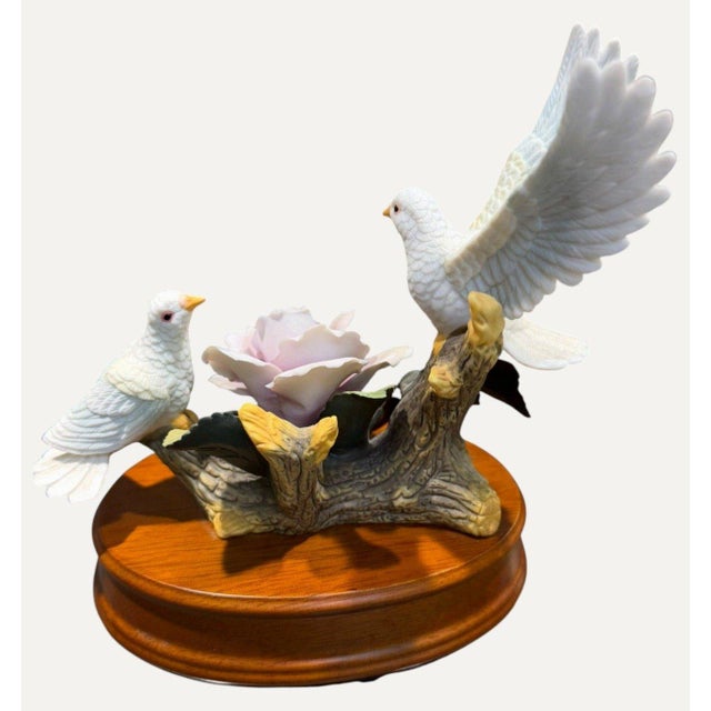 Vintage San Francisco Music Box White Doves Pink Rose Wind Beneath My Wings For Sale - Image 4 of 8