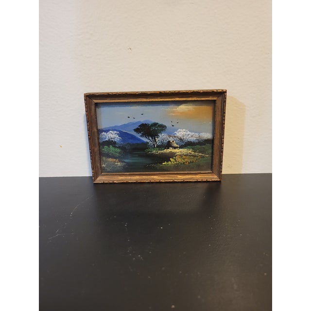 1980s Original Framed Miniature Landscape Oil Painting For Sale In San Francisco - Image 6 of 12
