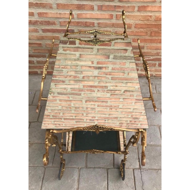 French Style Bronze Bar Cart with Wheels, Mid-20th Century For Sale - Image 10 of 11