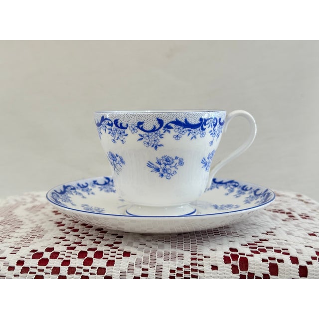 Shelley Heavenly Blue Teacup and Saucer, Vintage English Blue Floral Teacup For Sale - Image 9 of 10