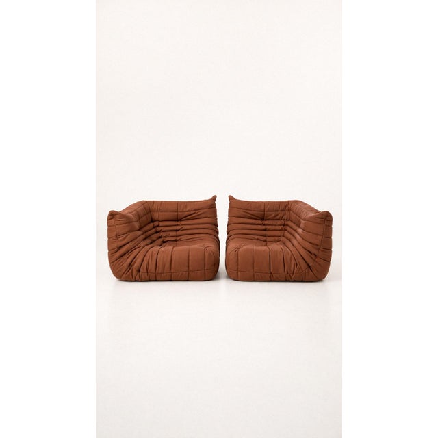 Two Togo corner storage units by Ligne Roset, designed by Michel Ducaroy. Brown color. Impeccable condition with original...