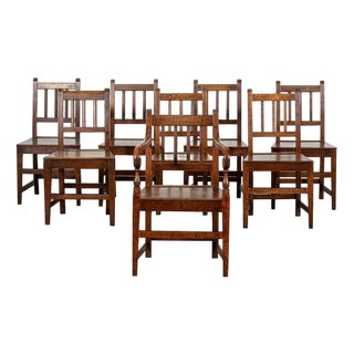 19th Century English Oak Vernacular Chairs, 1890, Set of 8 For Sale