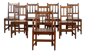 19th Century English Oak Vernacular Chairs, 1890, Set of 8