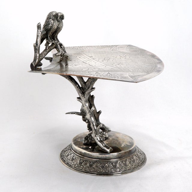 Victorian Silverplate Card Receiver Owls Derby Circa 1882 For Sale In Phoenix - Image 6 of 11