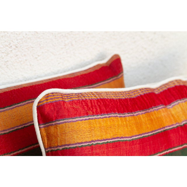 Pair of Anjar Mashru Lumbar Pillows For Sale - Image 4 of 7