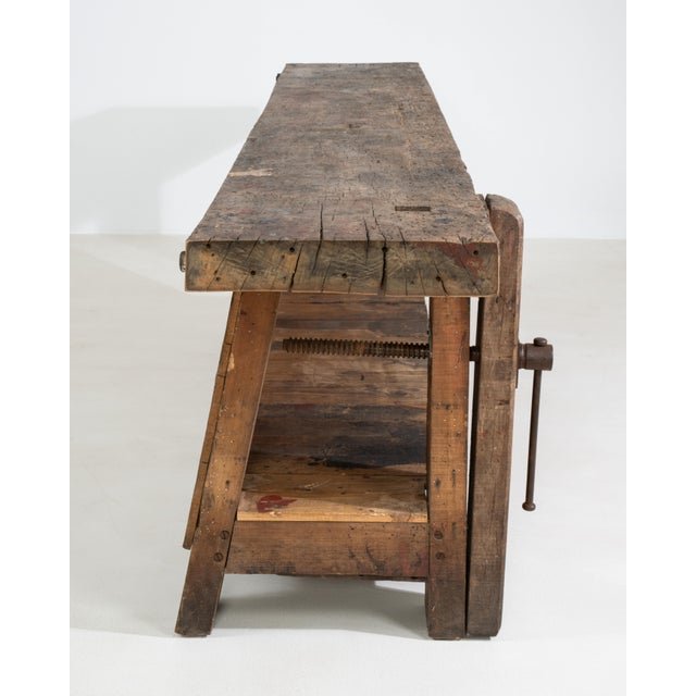 Industrial Carpenter's Workbench Table, Antique, Belgium, 20th Century For Sale - Image 3 of 11