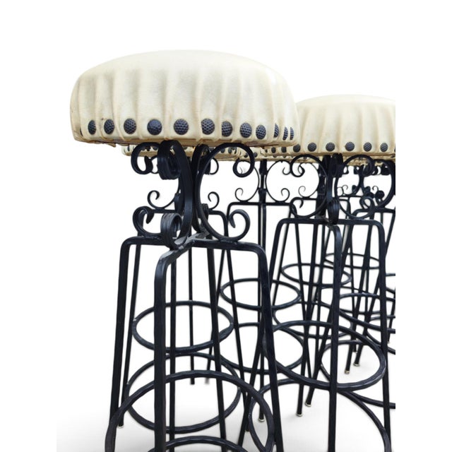 Rustic Vintage Wrought Iron Bar Stool, 1970s For Sale - Image 3 of 6