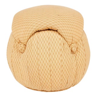 Vintage 1980s Fancy Round Tufted Ottoman For Sale
