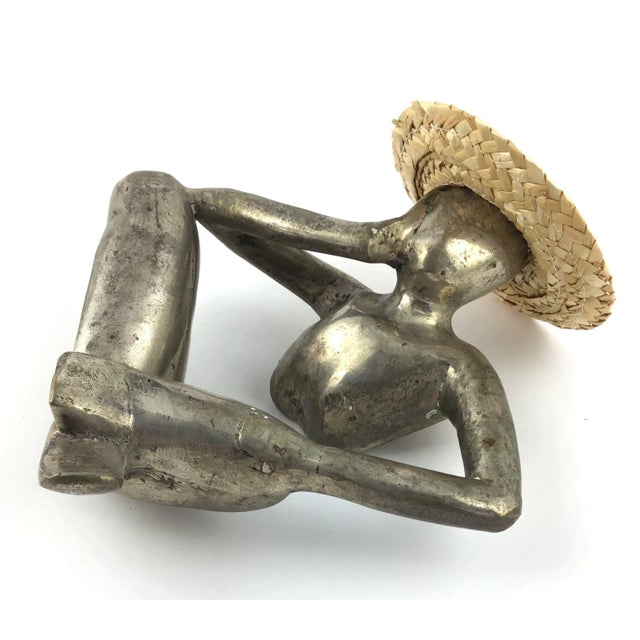 Silver “Man in Mid Air” Modern Metal Artisanal Sculpture For Sale - Image 8 of 12