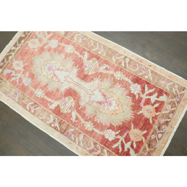 Mid 20th Century Small Red Vintage Turkish Oushak Rug - 2'9" x 4'9" For Sale - Image 5 of 5