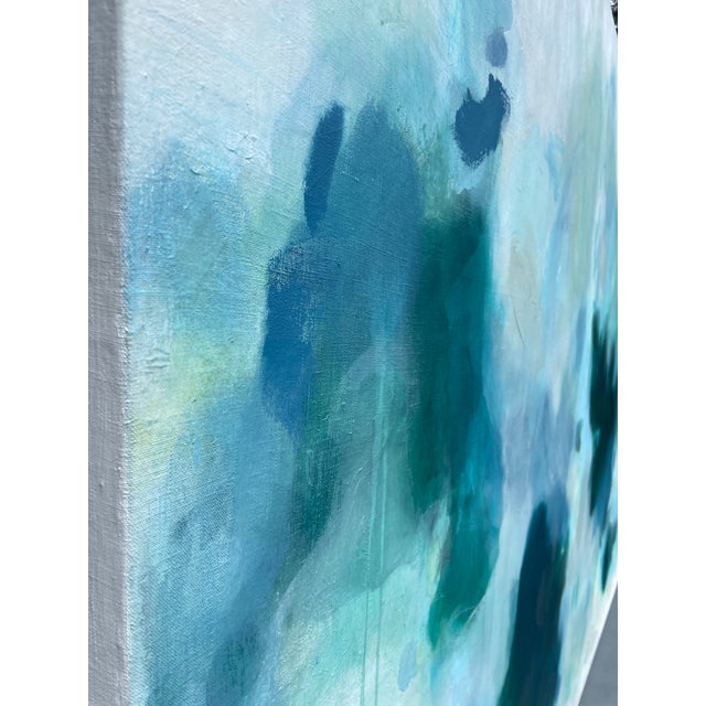 2020s “But Still, You” Large Lyrical Abstraction Diptych Painting in Ethereal Greens and Blues by Stacey Warnix For Sale - Image 5 of 16
