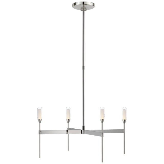 Modern Peter Bristol for Visual Comfort Signature Overture Medium Uplight Chandelier in Polished Nickel with Clear Glass For Sale - Image 3 of 3