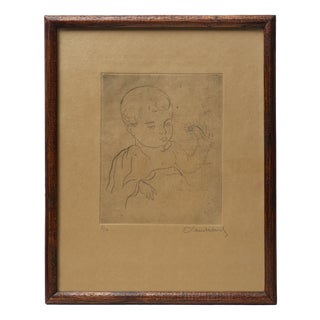 AChild Holding a Flower 3/10, 1900, Drypoint Etching For Sale