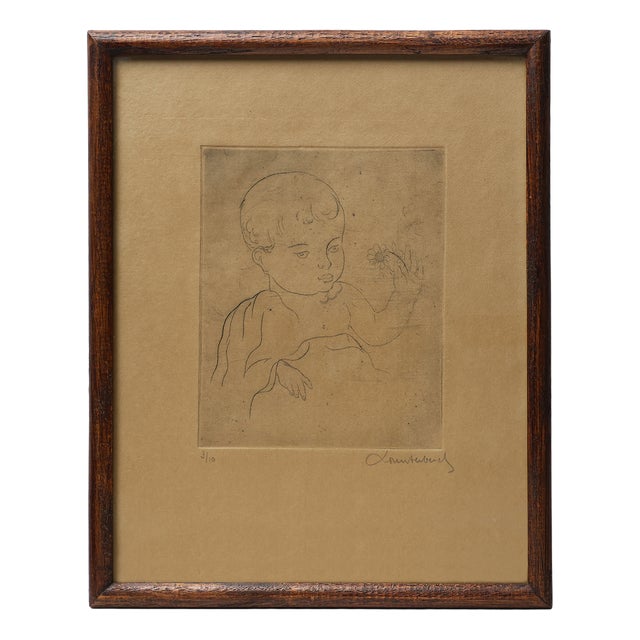 AChild Holding a Flower 3/10, 1900, Drypoint Etching For Sale