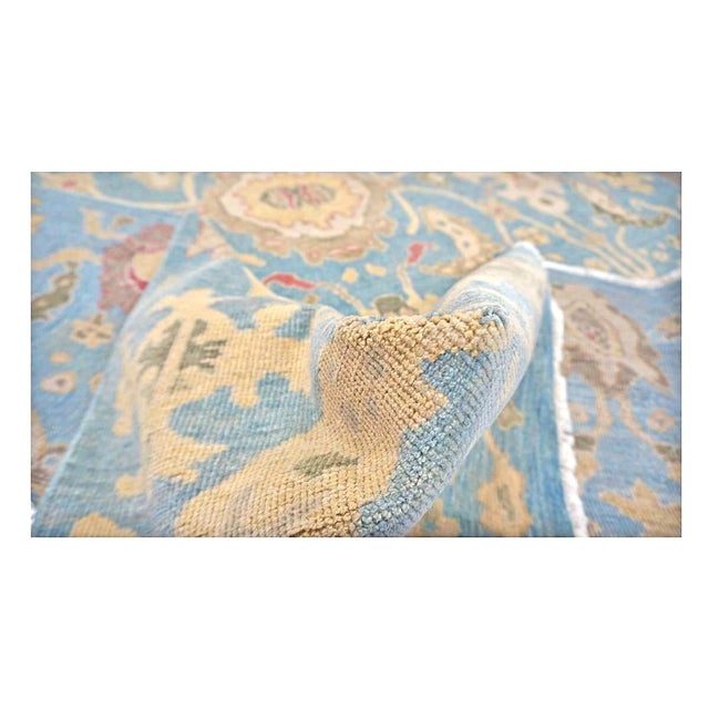 Early 21st Century Afghan Sultanabad Wool 6x9 Light Blue & Tan Handmade Area Rug #1144039 For Sale - Image 5 of 6