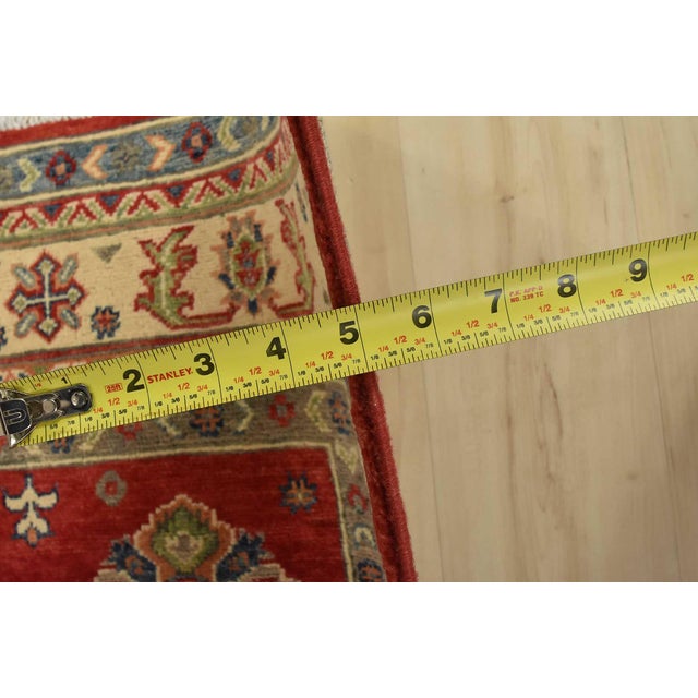 Kazak Rug 4’11” X 6’5” Red Wool Tribal Hand-Knotted Oriental Carpet For Sale - Image 10 of 12