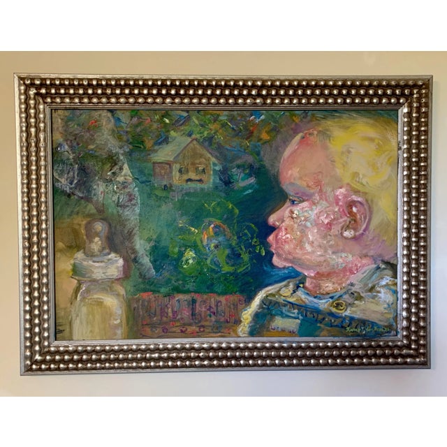"Memories of the Past", Figurative Oil Painting, Animal Art, Baby For Sale In Saint Louis - Image 6 of 6