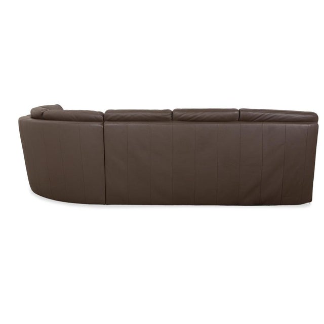 Brown Leather Corner Sofa and Ottoman with Storage Space from Hukla, Set of 2 For Sale - Image 17 of 18