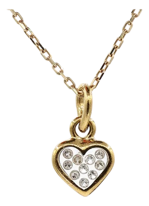 18k Natural Diamond Heart Shape Pendant With 14k Yellow Gold Chain