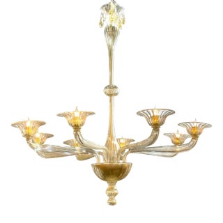Modern Gold Murano Glass Chandelier For Sale