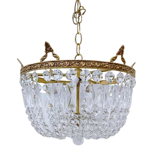 1940s Italian Bronze Rim Basket Chandelier