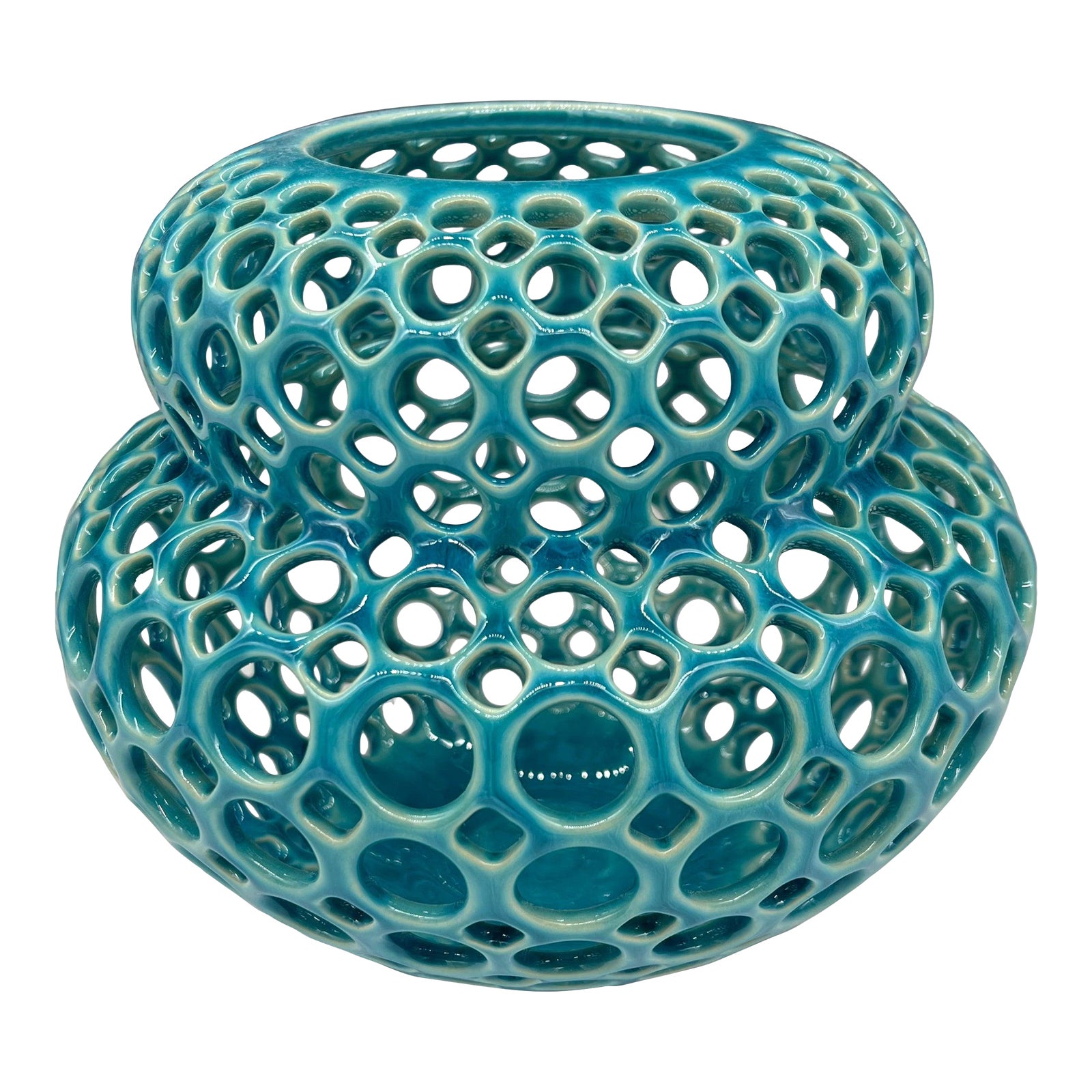 AimeePierced Ceramic Tabletop Sculpture Turquoise Chairish