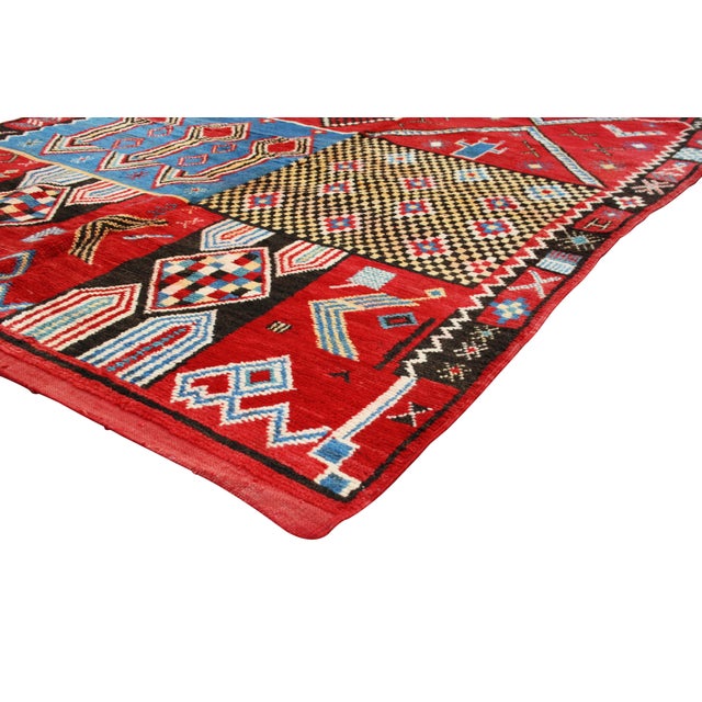 Blue & Red Moroccan Rug 8'3'' X 5'2'' Chairish
