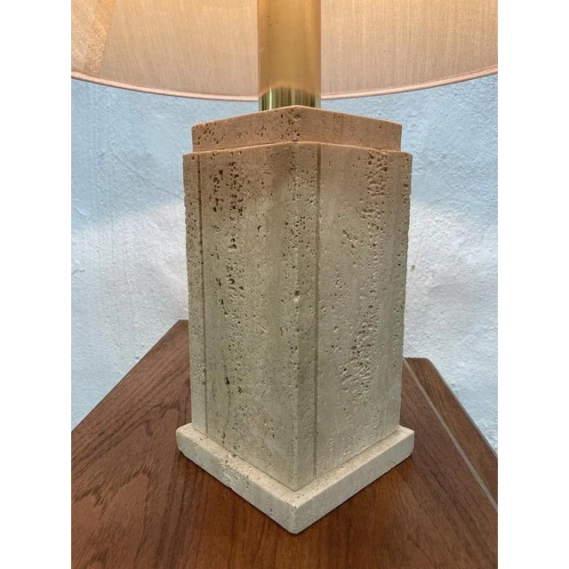 Vintage Travertin Table Lamp with Square Foot, 1960s Chairish