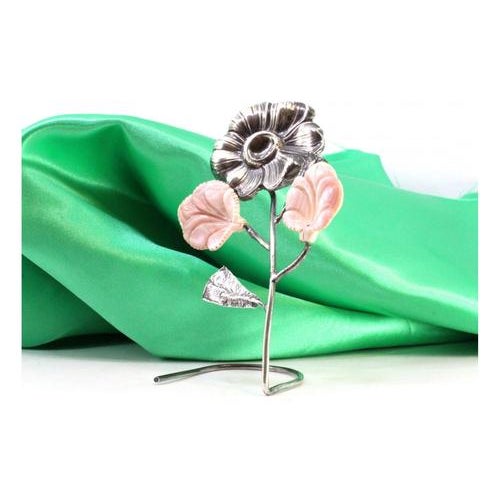 Silver Flower with Reliefs and Ceramic Applications For Sale - Image 6 of 7