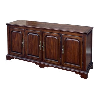 Vintage Kindel Grand Rapids Chippendale Cherry 4 Door Credenza or Sideboard For Sale