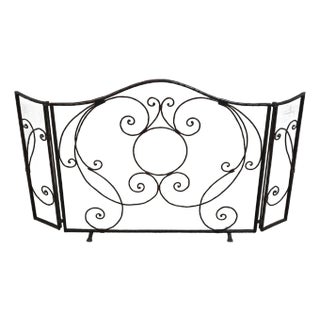 Jan Barboglio Quality Wrought Iron Trifold Fireplace Screen For Sale