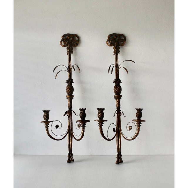 Monumental French Regency Style Gilded Wall Candle Sconces-a Pair For Sale - Image 11 of 18