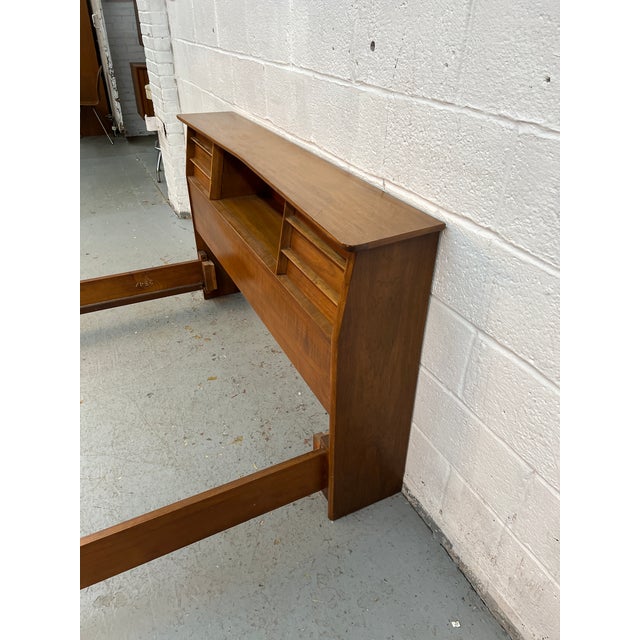 Wood Mid-Century Modern Walnut Queen Bed Frame For Sale - Image 7 of 14